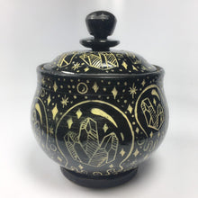 Load image into Gallery viewer, Drippy Bubbles Holding Gems Sgraffito Medium Ceramic Jar 2 - Glossy finish
