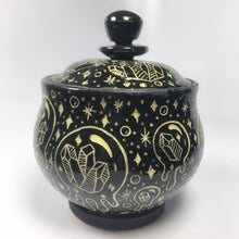 Load image into Gallery viewer, Drippy Bubbles Holding Gems Sgraffito Medium Ceramic Jar 2 - Glossy finish