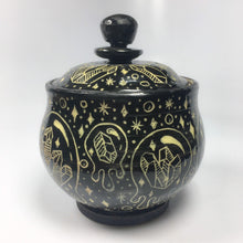 Load image into Gallery viewer, Drippy Bubbles Holding Gems Sgraffito Medium Ceramic Jar 2 - Glossy finish