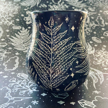 Load image into Gallery viewer, Ceramic Moon Handle Mug - Fern & Crystal Sgrafitto Cup (a)