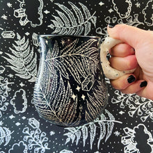 Load image into Gallery viewer, Ceramic Moon Handle Mug - Fern & Crystal Sgrafitto Cup (a)