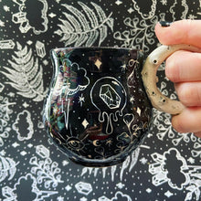 Load image into Gallery viewer, Ceramic Moon Handle Mug - Eye-Spy Sgrafitto Cup (b)