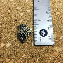 Load image into Gallery viewer, Galaxy Anatomical Heart Mini Enamel Pin - Black &amp; Gold
