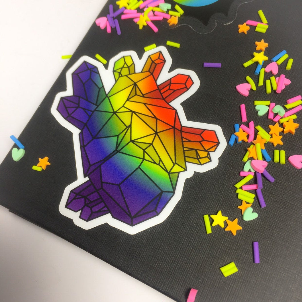 Rainbow Geometric Heart Vinyl Sticker