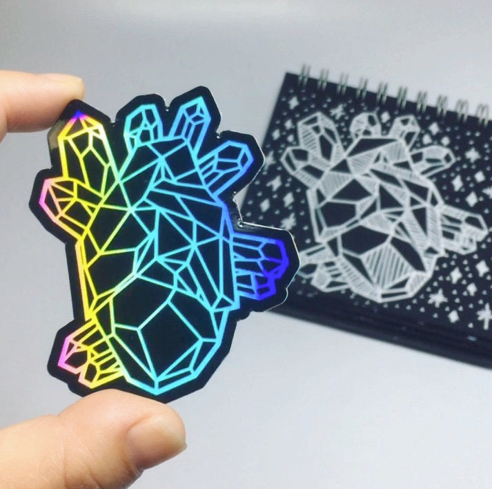 Geo Heart Holographic Vinyl Sticker