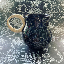 Load image into Gallery viewer, Ceramic Moon Handle Mug - Fern Sgrafitto Cup (d)
