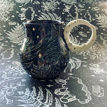 Load image into Gallery viewer, Ceramic Moon Handle Mug - Fern Sgrafitto Cup (d)
