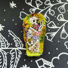 Load image into Gallery viewer, Mossy Skeleton Coffin Embroidery
