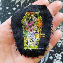 Load image into Gallery viewer, Mossy Skeleton Coffin Embroidery
